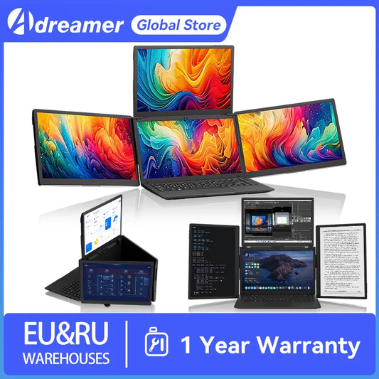 Adreamer ArieScreen13S 3 in 1 Monitors Expansion Screen Display 1920*1200 FHD Portable for Mac Windows Linux 14-16 Laptop