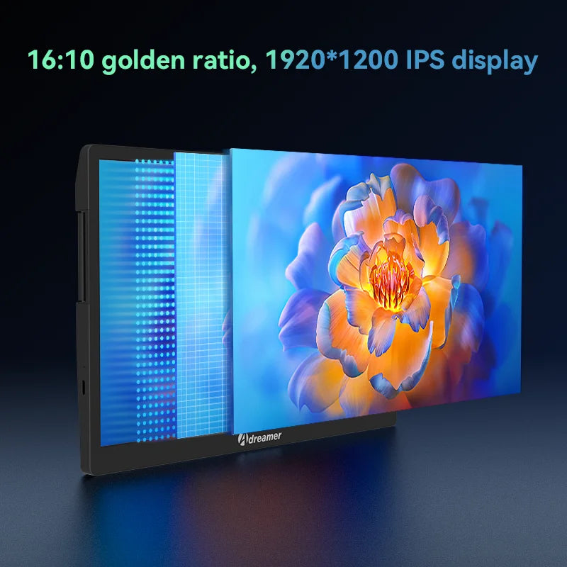 شاشة Adreamer ArieScreen13S 3 في 1 قابلة للتوسيع بدقة 1920*1200 FHD محمولة لأجهزة الكمبيوتر المحمولة من طراز Mac وWindows وLinux مقاس 14-16 بوصة